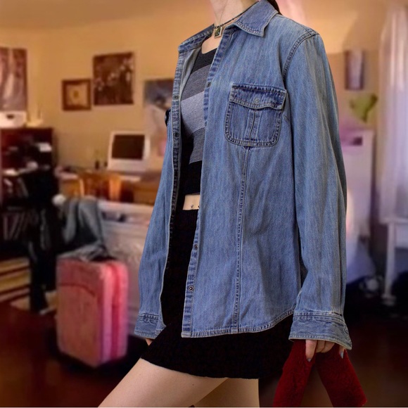 Vintage 90s grunge denim button up shirt - Picture 7 of 15